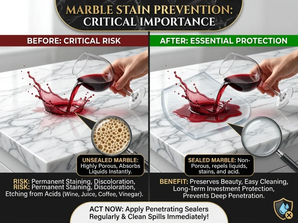 Marble Stain Prevention Critical Importance
