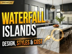 Waterfall Island Countertops Design Guide, Styles and Cost Premium